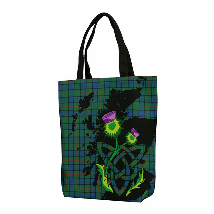 Scottish Lauder Clan Tartan Canvas Bag With Shoulder Strap With Thistle Tartan Plaid 1