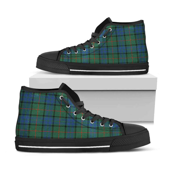 Scottish Lauder Clan Tartan High Top Shoes Black Sole Tartan Plaid