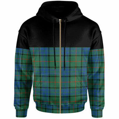 Scottish Lauder Clan Tartan Hoodie - Horizontal Style Zip Tartan Plaid