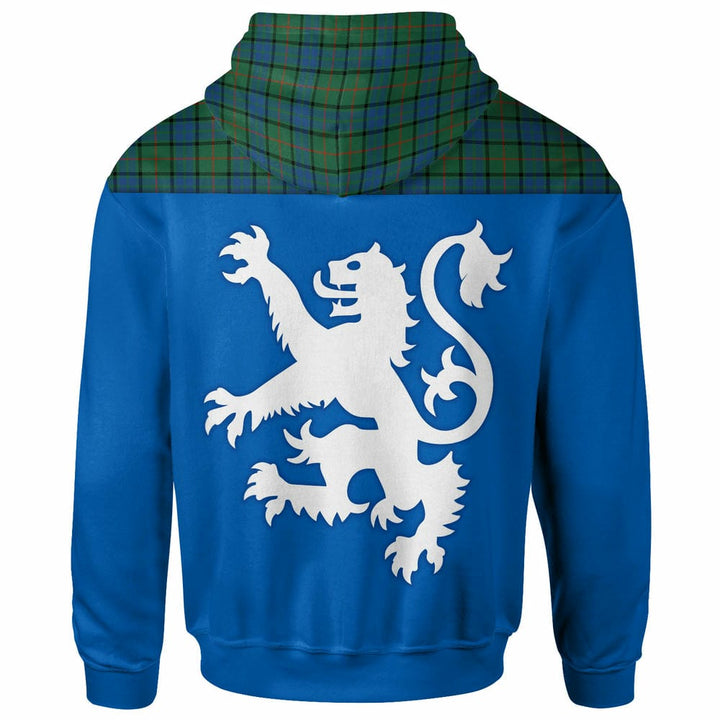 Scottish Lauder Clan Tartan Hoodie - Lion Rampant of Scotland With Flag back Side Tartan Plaid