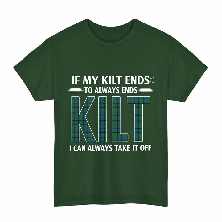 Scottish Lauder Clan Tartan Kilt Pride T-Shirt Tartan Plaid Forest Green Color