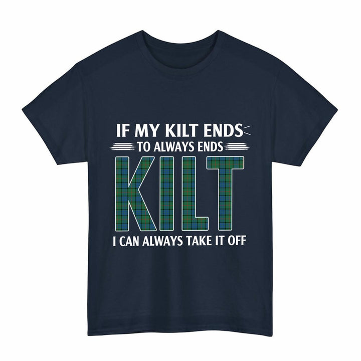 Scottish Lauder Clan Tartan Kilt Pride T-Shirt Tartan Plaid Navy Color