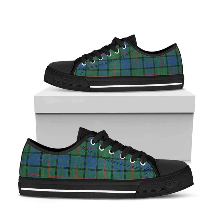 Scottish Lauder Clan Tartan Low Top Shoes Black Sole Tartan Plaid