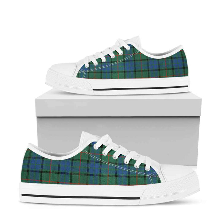 Scottish Lauder Clan Tartan Low Top Shoes White Sole Tartan Plaid