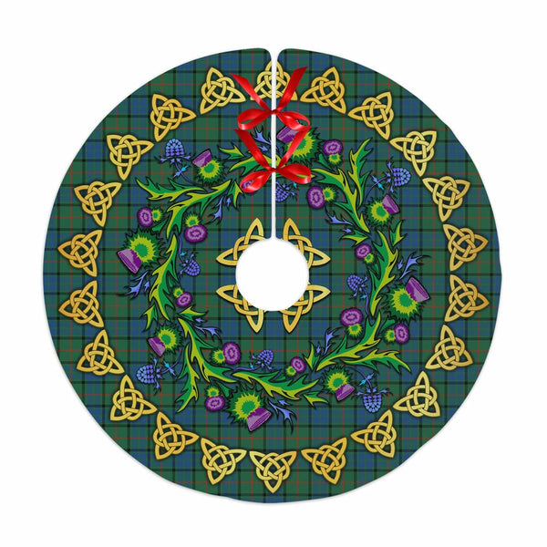 Scottish Lauder Clan Tartan Thistle Celtic Knot Christmas Tree Skirt No Tassels Tartan Plaid 1