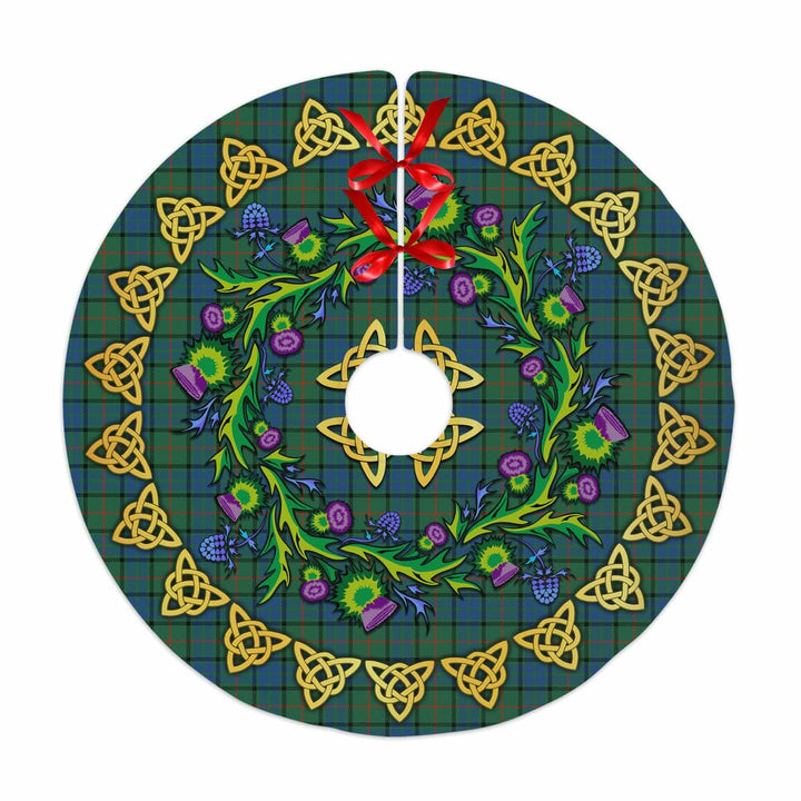 Scottish Lauder Clan Tartan Thistle Celtic Knot Christmas Tree Skirt No Tassels Tartan Plaid 1