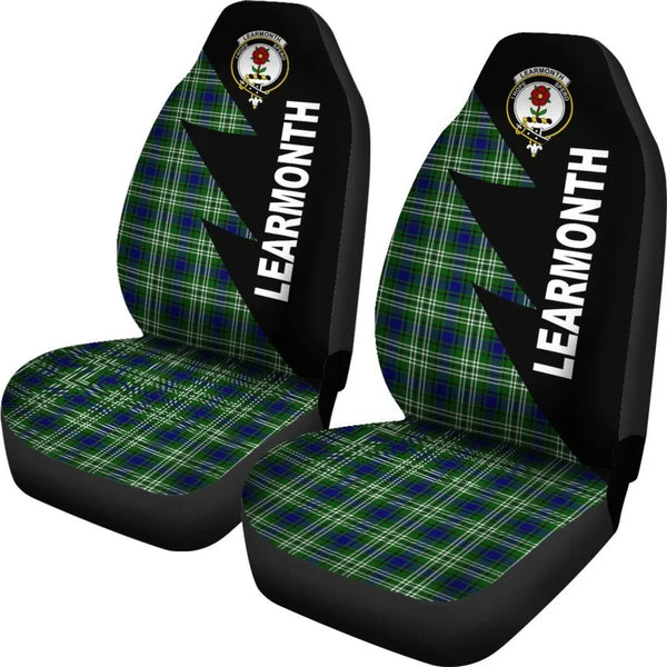 Scottish Learmonth Clan Crest Tartan Car Seat Covers - Flash Style 2