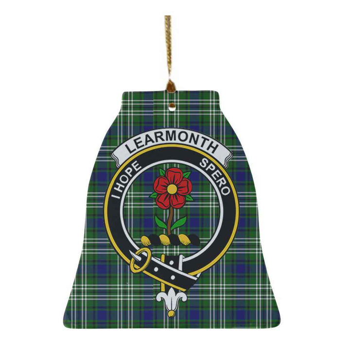 Scottish Learmonth Clan Crest Tartan Ceramic Ornament Bell Shape Tartan Plaid
