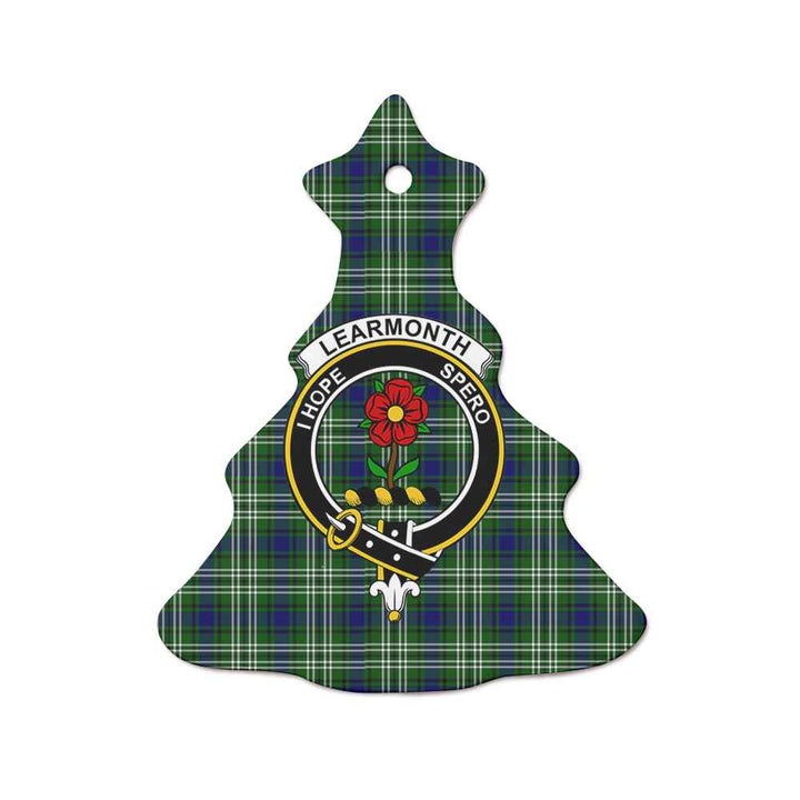 Scottish Learmonth Clan Crest Tartan Ceramic Ornament Tree Shape Tartan Plaid