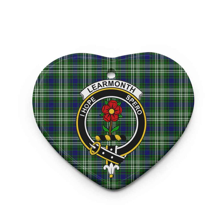 Scottish Learmonth Clan Crest Tartan Ceramic Ornament Heart Shape Tartan Plaid