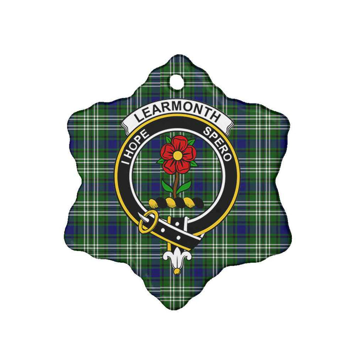 Scottish Learmonth Clan Crest Tartan Ceramic Ornament Snow Flake Shape Tartan Plaid