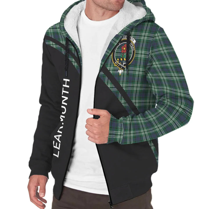 Scottish Learmonth Clan Crest Tartan Curve Sherpa Hoodie