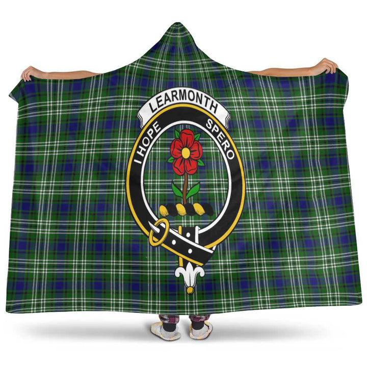 Scottish Learmonth Clan Crest Tartan Hooded Blanket Tartan Plaid 1