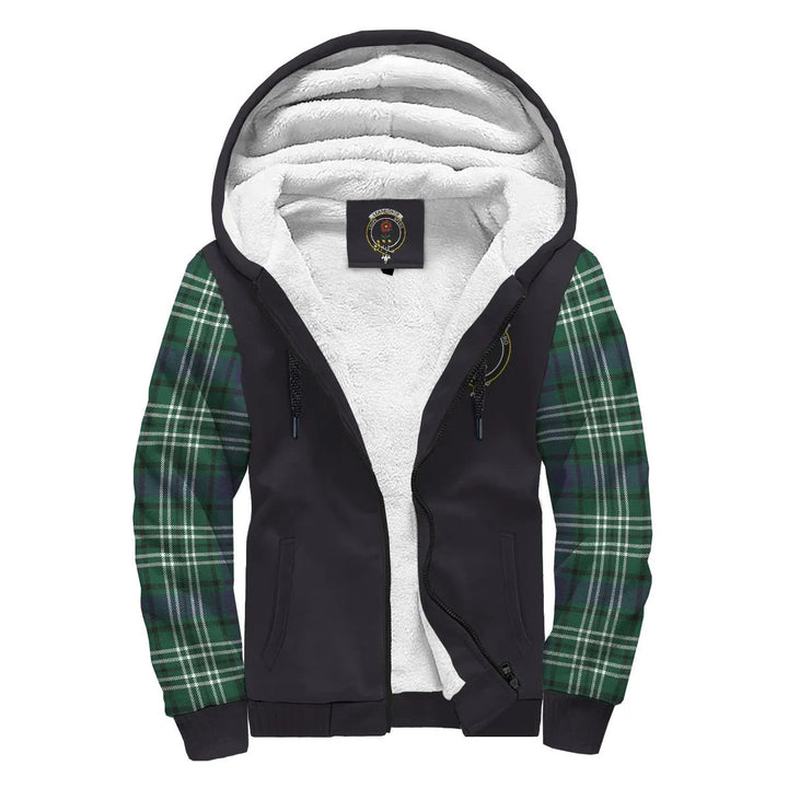 Scottish Learmonth Clan Crest Tartan Plaid Sleeve Sherpa Hoodie