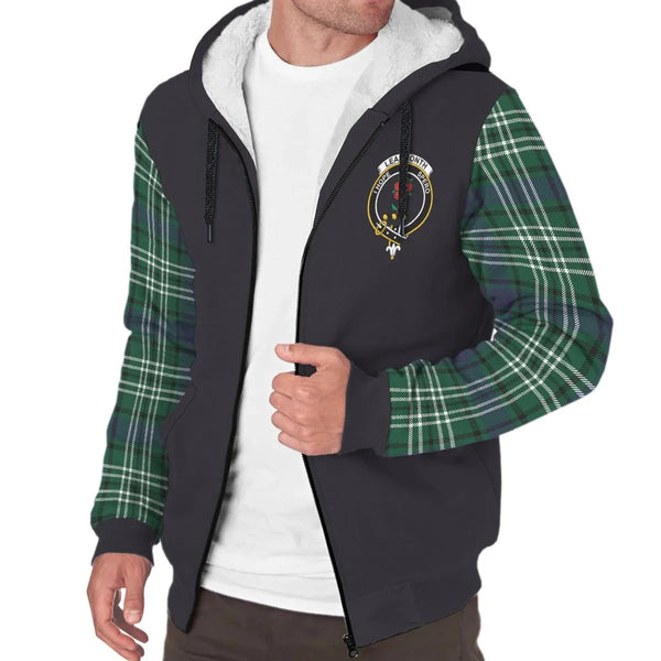 Scottish Learmonth Clan Crest Tartan Plaid Sleeve Sherpa Hoodie