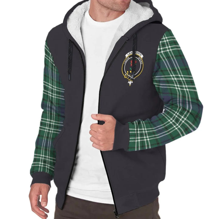 Scottish Learmonth Clan Crest Tartan Plaid Sleeve Sherpa Hoodie
