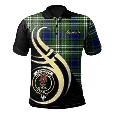 Scottish Learmonth Clan Crest Tartan Polo Shirt Believe in Me Front Side Tartan Plaid