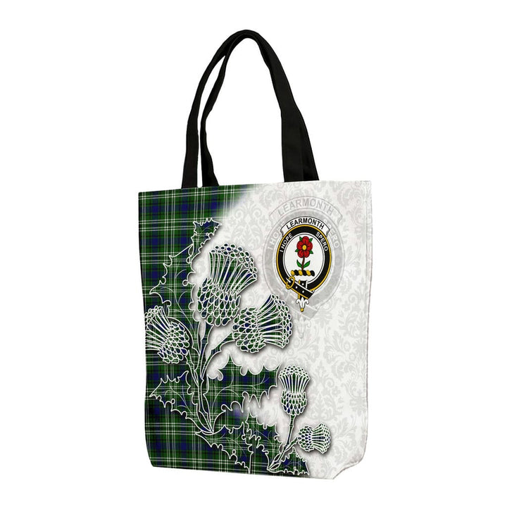 Scottish Learmonth Clan Tartan Canvas Bag With Shoulder Straps - Thistle Flowers Style Tartan Plaid 1