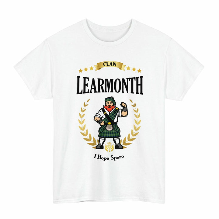 Scottish Learmonth Clan Tartan T-Shirt - Motto Scotsman Tartan Plaid White Color