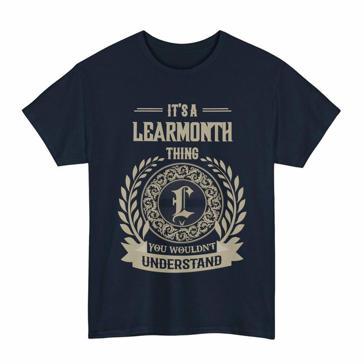 Scottish Learmonth Clan Tartan T-Shirt - Vintage Family Name Tartan Plaid Navy Color