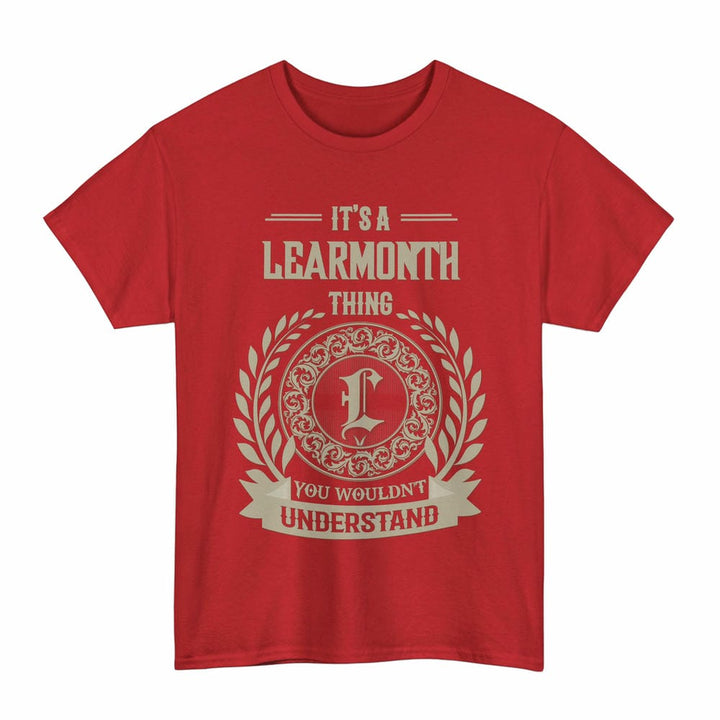 Scottish Learmonth Clan Tartan T-Shirt - Vintage Family Name Tartan Plaid Red Color
