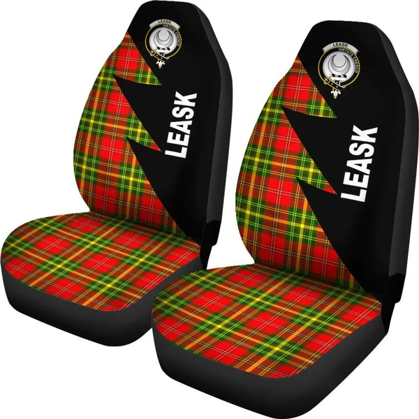 Scottish Leask Clan Crest Tartan Car Seat Covers - Flash Style 2