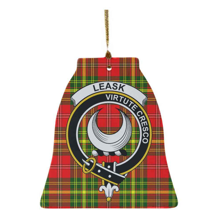 Scottish Leask Clan Crest Tartan Ceramic Ornament Bell Shape Tartan Plaid