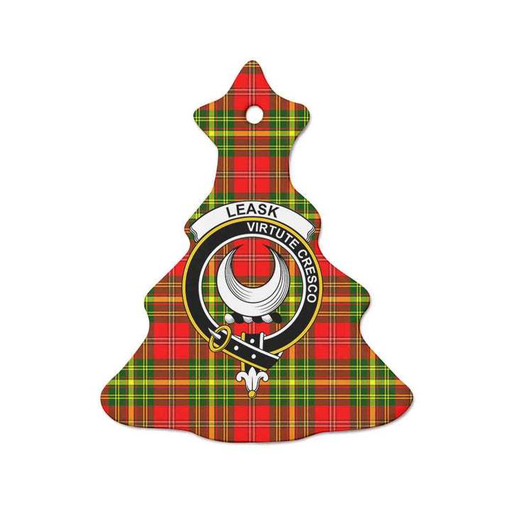 Scottish Leask Clan Crest Tartan Ceramic Ornament Tree Shape Tartan Plaid