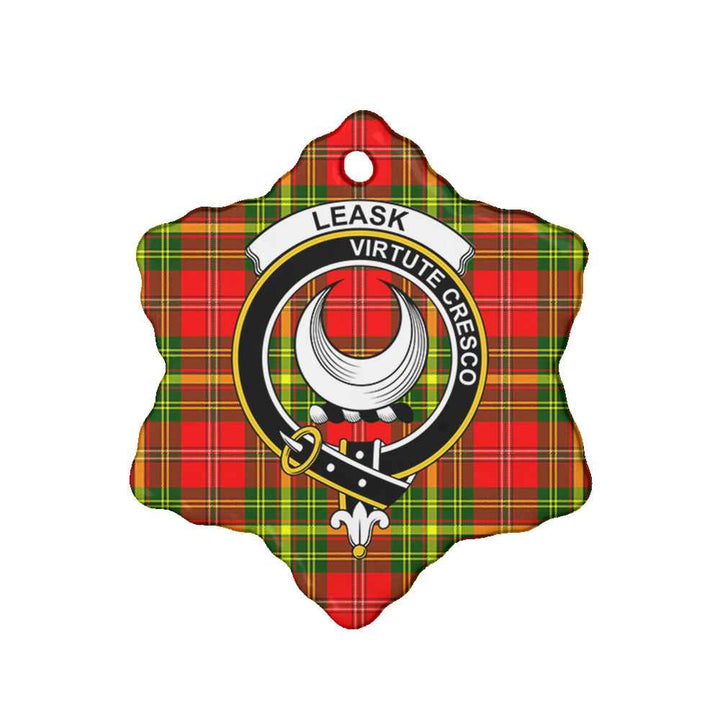 Scottish Leask Clan Crest Tartan Ceramic Ornament Snow Flake Shape Tartan Plaid