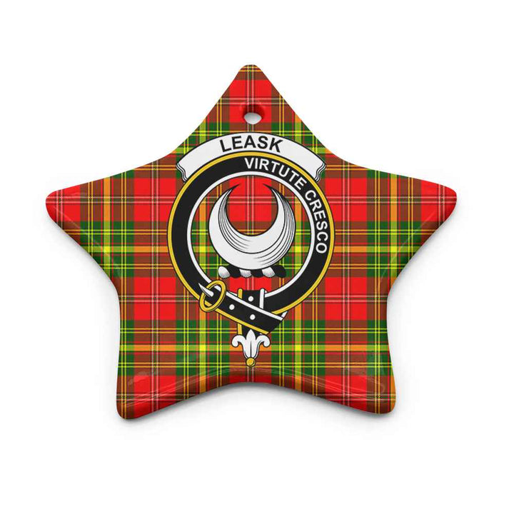 Scottish Leask Clan Crest Tartan Ceramic Ornament Star Shape Tartan Plaid