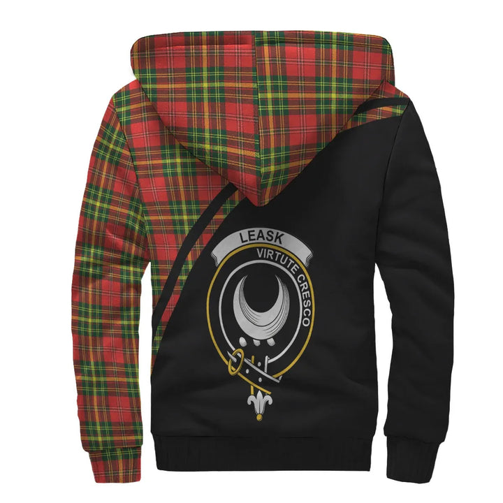 Scottish Leask Clan Crest Tartan Curve Sherpa Hoodie