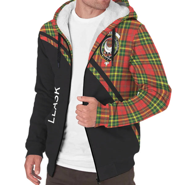 Scottish Leask Clan Crest Tartan Curve Sherpa Hoodie