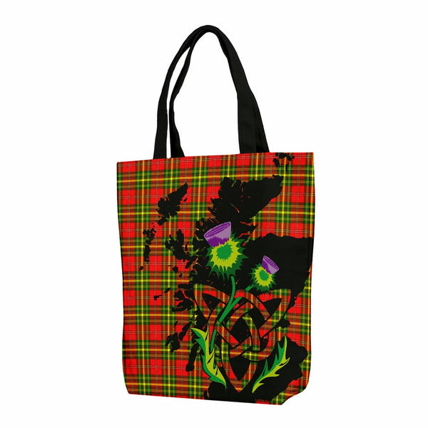 Scottish Leask Clan Tartan Canvas Bag With Shoulder Strap With Thistle Tartan Plaid 1