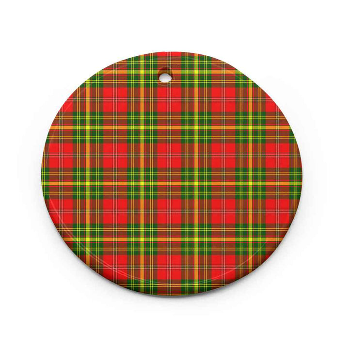 Scottish Leask Clan Tartan Ceramic Ornament Circle Shape Tartan Plaid
