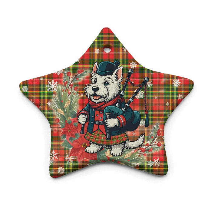 Scottish Leask Clan Tartan Ceramic Ornament Cute Scottish Terrier Dog Star Style Tartan Plaid