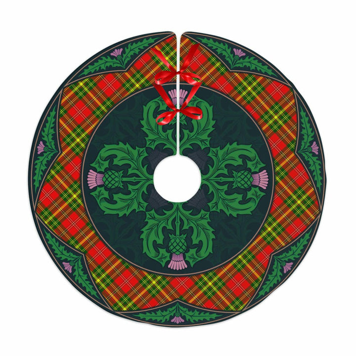 Scottish Leask Clan Tartan Christmas Tree Skirt Old Scottish Thistle Flower No Tassels Tartan Plaid 1