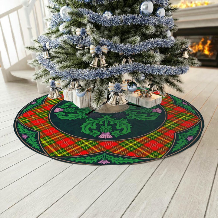 Scottish Leask Clan Tartan Christmas Tree Skirt Old Scottish Thistle Flower No Tassels Tartan Plaid 3