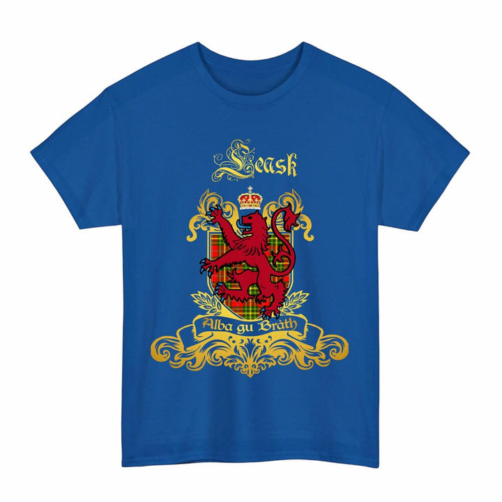 Scottish Leask Clan Tartan Lion Rampant of Scotland T-Shirt Tartan Plaid Royal Color