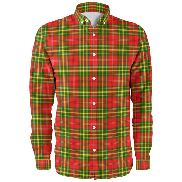 Scottish Leask Clan Tartan Long Sleeve Shirt Front Side Tartan Plaid