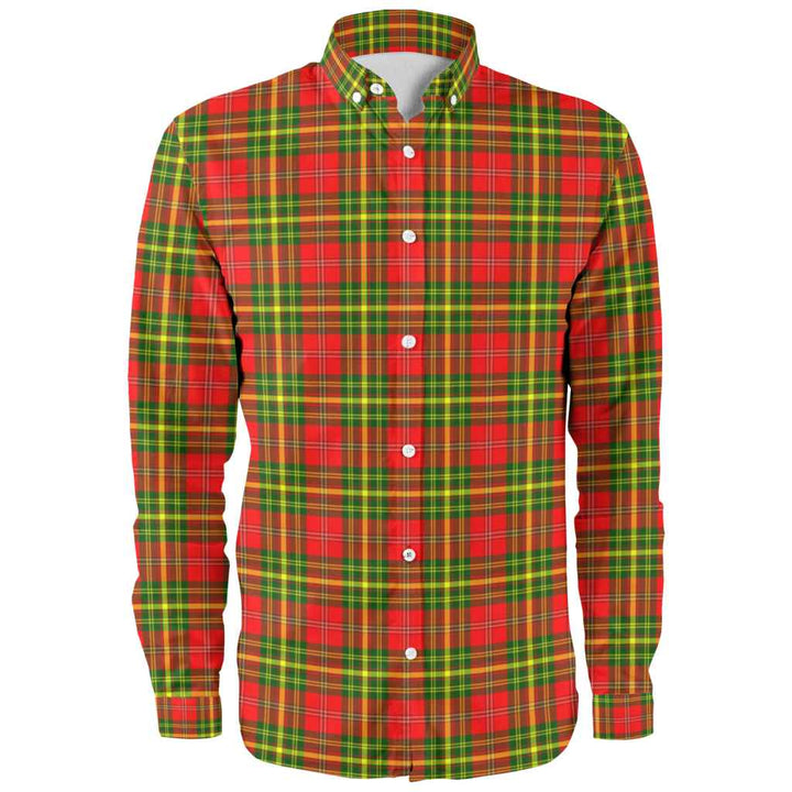Scottish Leask Clan Tartan Long Sleeve Shirt Front Side Tartan Plaid