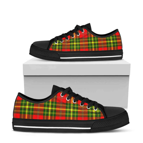 Scottish Leask Clan Tartan Low Top Shoes Black Sole Tartan Plaid