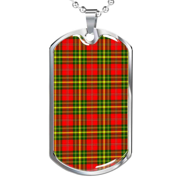 Scottish Leask Clan Tartan Military Dog Tag Necklace Tartan Plaid
