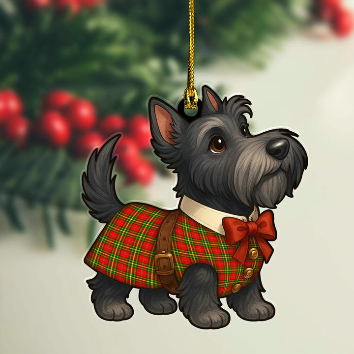 Scottish Leask Clan Tartan Ornament Scottie Dog Tartan Plaid