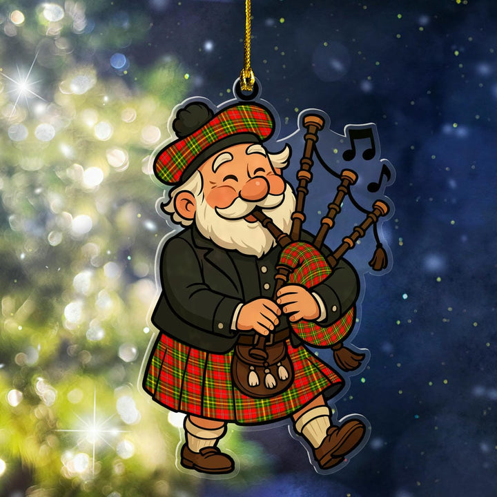 Scottish Leask Clan Tartan Ornament Scottish Santa In Kilt Tartan Plaid