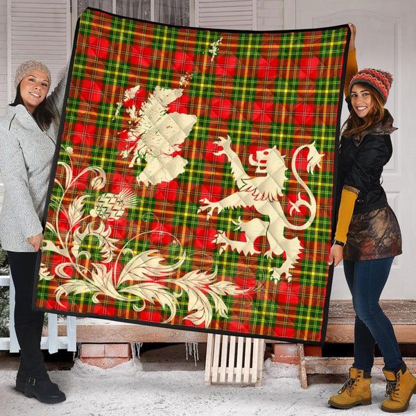 Scottish Leask Clan Tartan Quilt Rampant Lion with Thistle Tartan Plaid 2