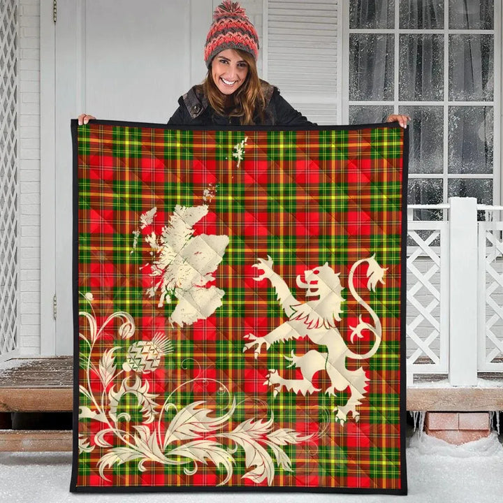 Scottish Leask Clan Tartan Quilt Rampant Lion with Thistle Tartan Plaid 3