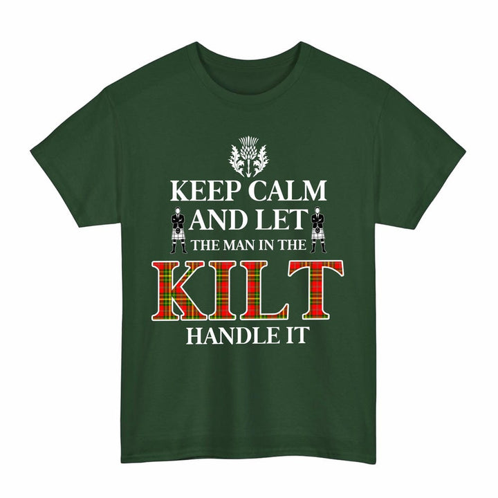 Scottish Leask Clan Tartan T-Shirt - Keep Calm Tartan Plaid Forest Green Color