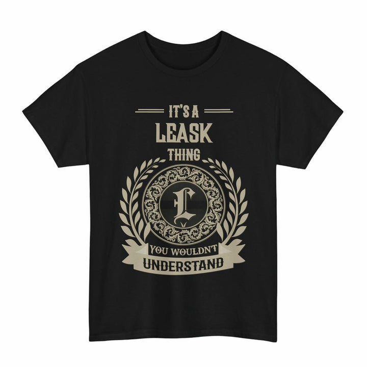 Scottish Leask Clan Tartan T-Shirt - Vintage Family Name Tartan Plaid Black Color