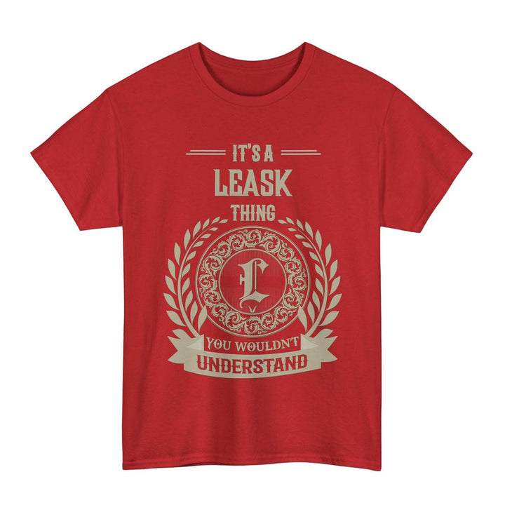 Scottish Leask Clan Tartan T-Shirt - Vintage Family Name Tartan Plaid Red Color