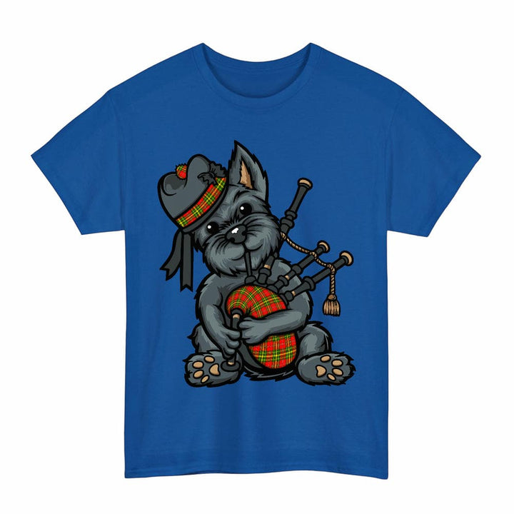 Scottish Leask Clan Tartan Terrier Bagpipes T-Shirt Tartan Plaid Royal Color